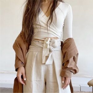 RARE OZMA High-Waisted Aquarius Paperbag Tie Wrap Pants